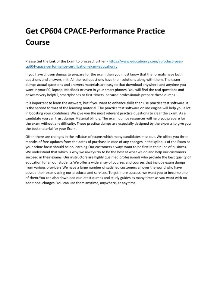 get cp604 cpace performance practice course