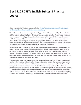 get cs105 cset english subtest i practice course