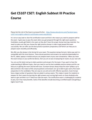 get cs107 cset english subtest iii practice course