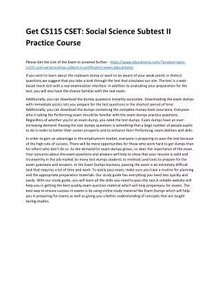 get cs115 cset social science subtest ii practice