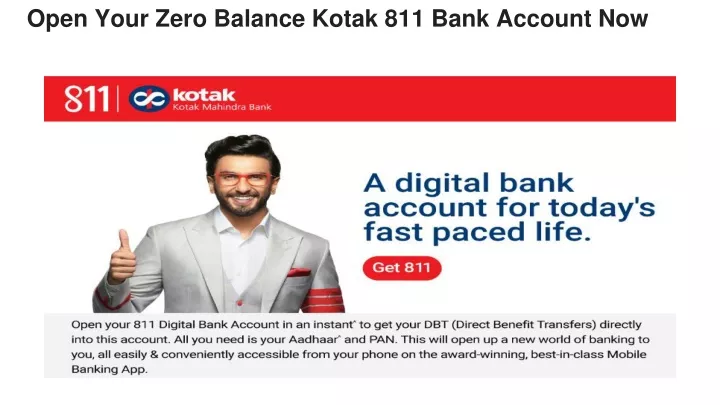 open your zero balance kotak 811 bank account now