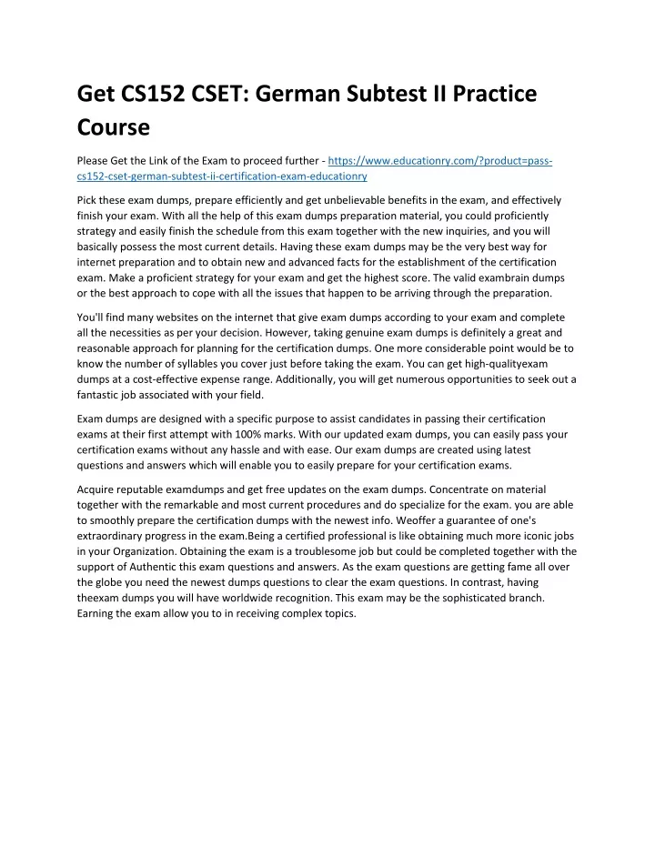 get cs152 cset german subtest ii practice course