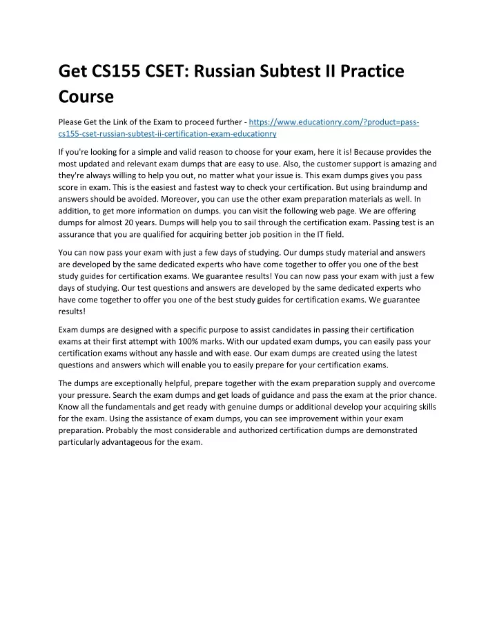 get cs155 cset russian subtest ii practice course