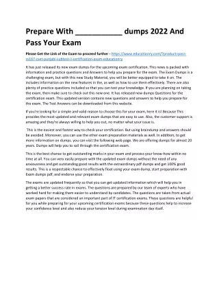 prepare with dumps 2022 and pass your exam