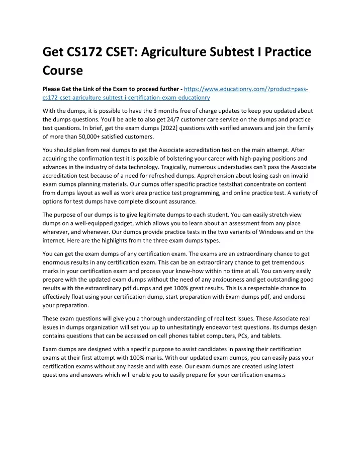 get cs172 cset agriculture subtest i practice