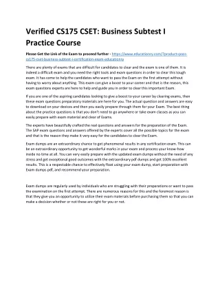 verified cs175 cset business subtest i practice