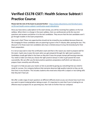 verified cs178 cset health science subtest