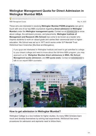 Welingkar Management Quota for Direct Admission in Welingkar Mumbai MBA-mbamanagementquota.in
