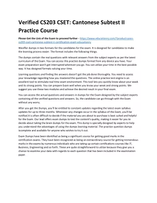verified cs203 cset cantonese subtest ii practice