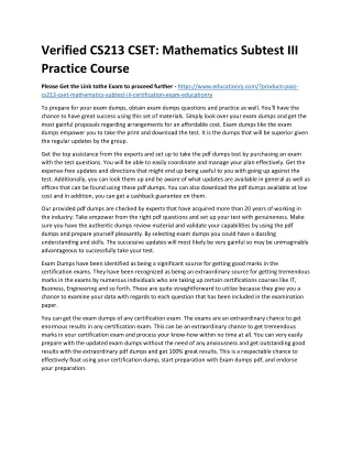 verified cs213 cset mathematics subtest