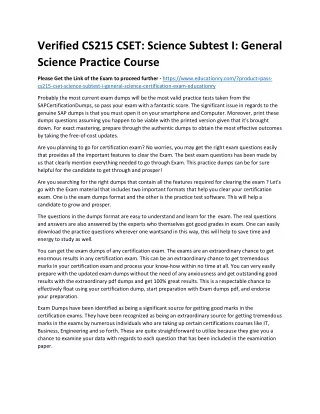 CS215 CSET: Science Subtest I: General Science