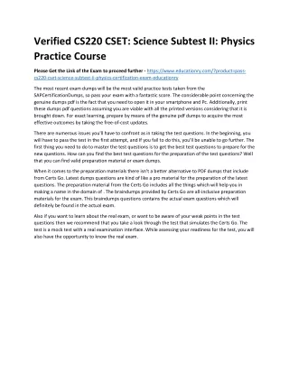 verified cs220 cset science subtest ii physics