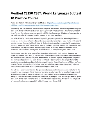 verified cs250 cset world languages subtest