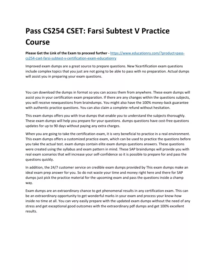 pass cs254 cset farsi subtest v practice course