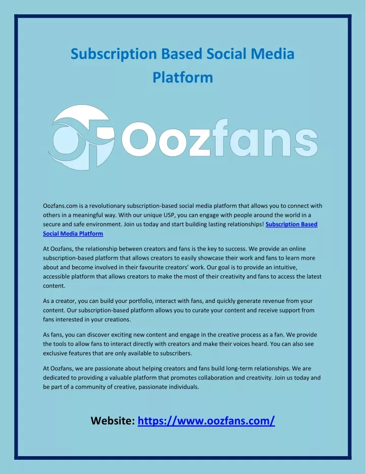 subscription based social media platform