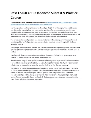 pass cs260 cset japanese subtest v practice course