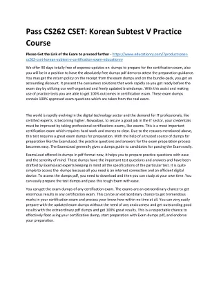 pass cs262 cset korean subtest v practice course