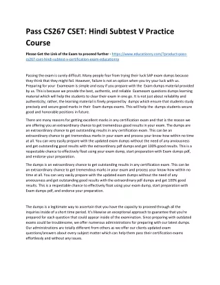 pass cs267 cset hindi subtest v practice course