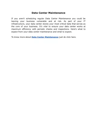 data center maintenance