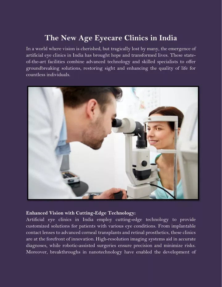 the new age eyecare clinics in india