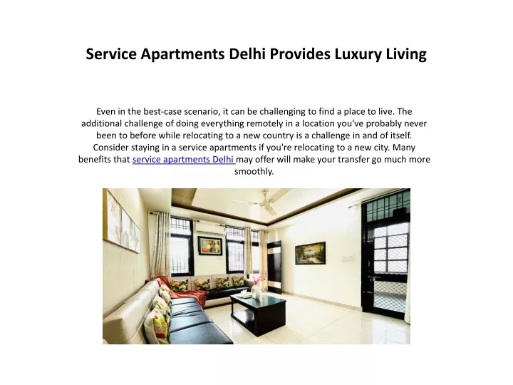 service apartments delhi provides luxury living