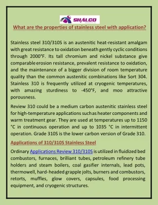 what are the properties of stainless steel with
