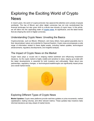 Exploring the Exciting World of Crypto News