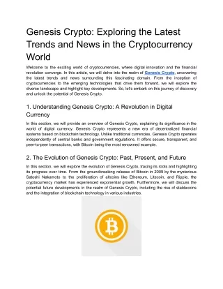 Genesis Crypto_ Exploring the Latest Trends and News in the Cryptocurrency World