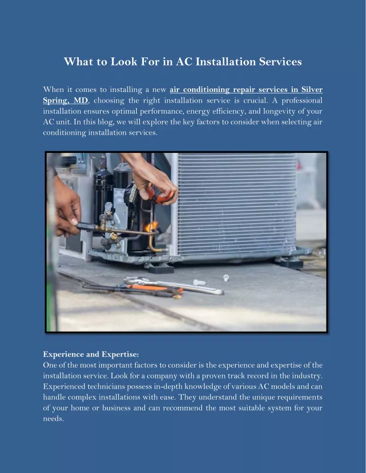 what to look for in ac installation services