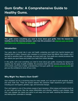Gum Grafts_ A Comprehensive Guide to Healthy Gums