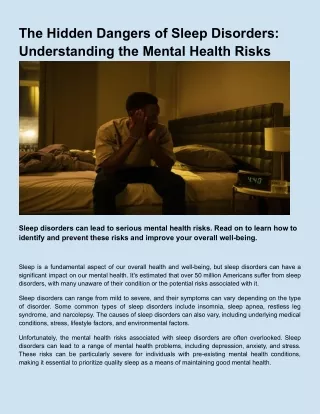 The Hidden Dangers of Sleep Disorders_ Understanding the Mental Health Risks