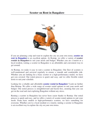 Scooter on Rent in Bangalore