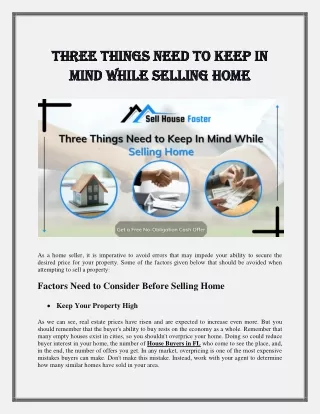Three Things Need to Keep In Mind While Selling Home-pdf