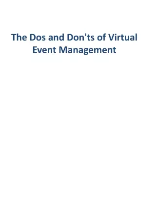 The Dos and Don'ts of Virtual Event Management
