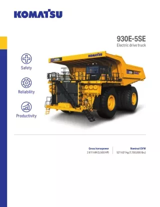 Komatsu 930E-5SE electric drive truck spec sheet