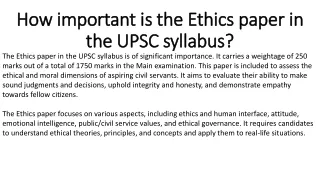 how important is the ethics paper