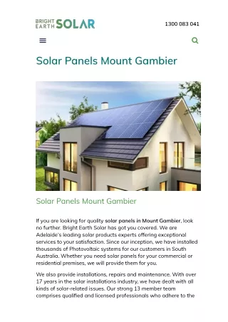 Solar Panels Mount Gambier