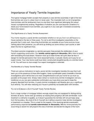 importance of yearly termite inspection
