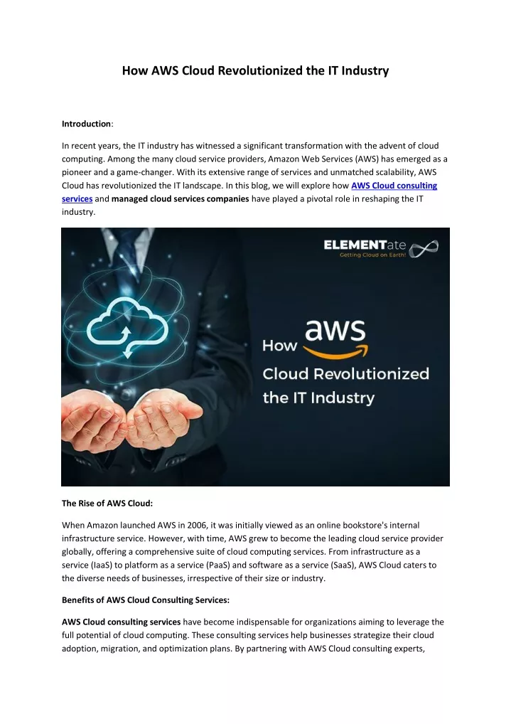 how aws cloud revolutionized the it industry