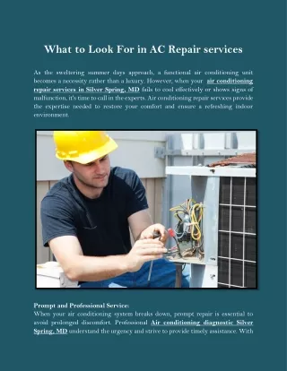 What to Look For in AC Repair services