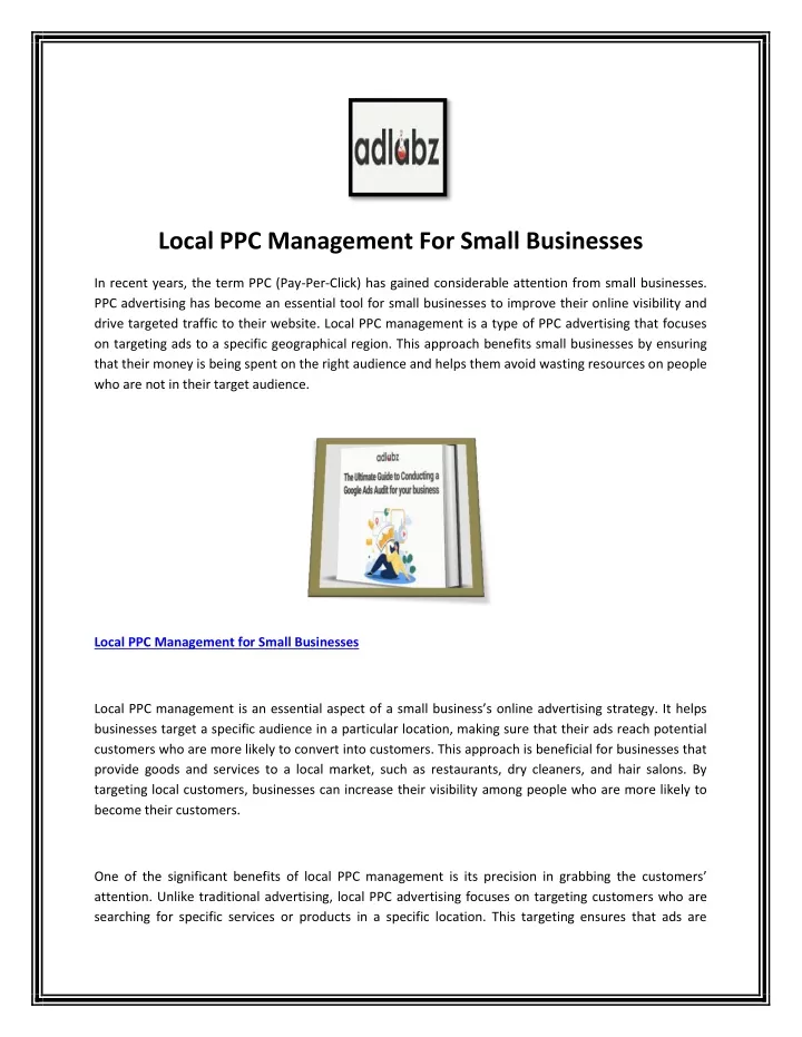 local ppc management for small businesses