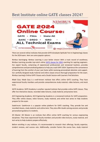 best institute online gate classes 2024