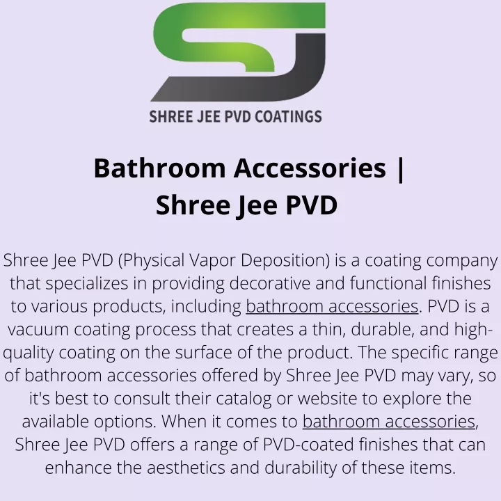 bathroom accessories shree jee pvd