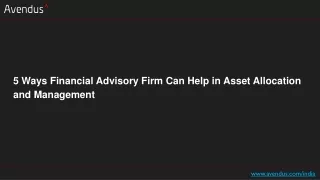 5 Ways Financial Advisory Firm Can Help in Asset Allocation and Management