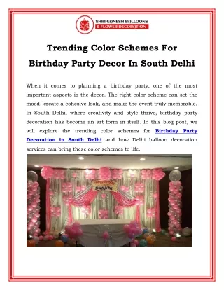 Trending Color Schemes For Birthday Party Decor In South Delhi