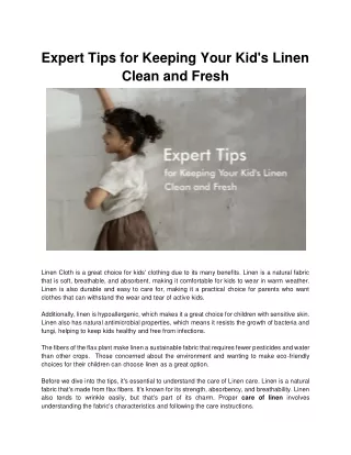Expert Tips for Keeping Your Kid's Linen Clean and Fresh