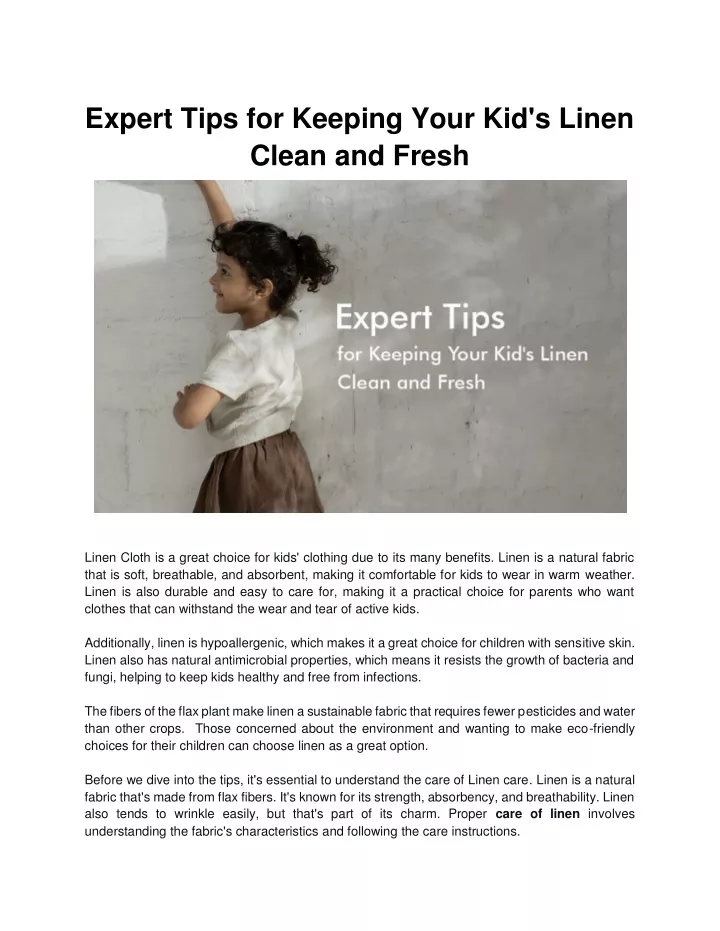 expert tips for keeping your kid s linen clean