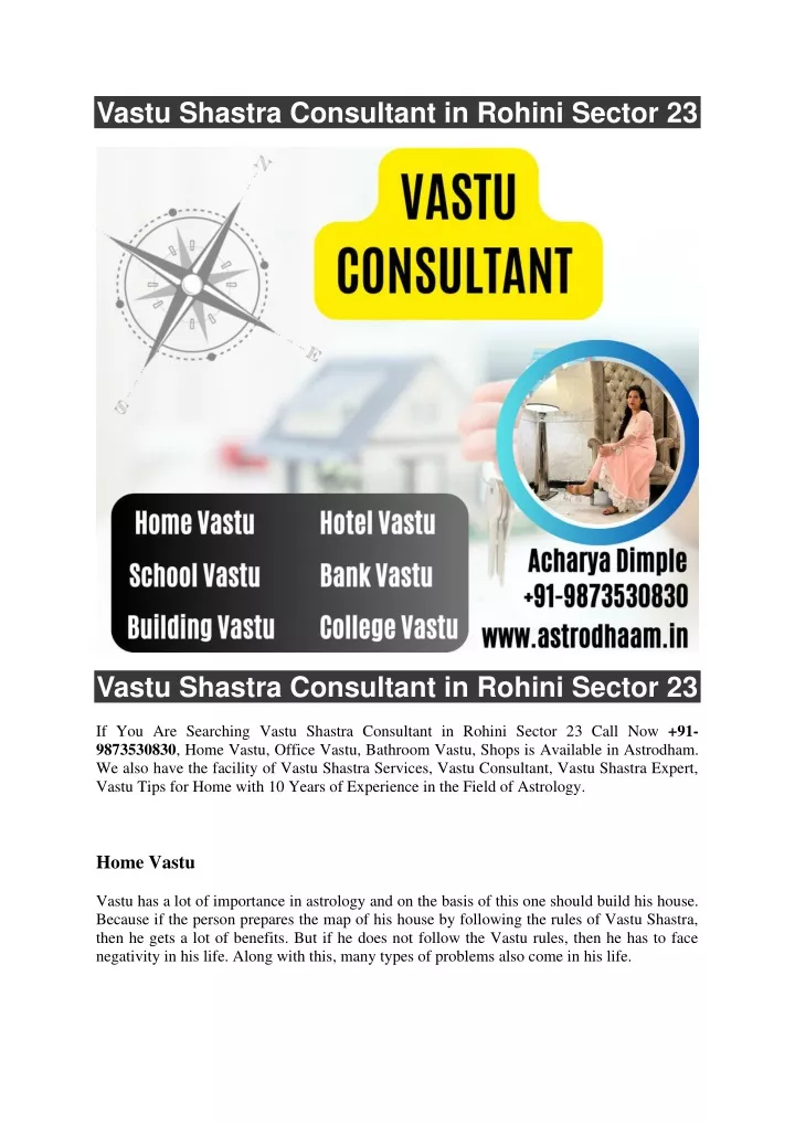 vastu shastra consultant in rohini sector 23