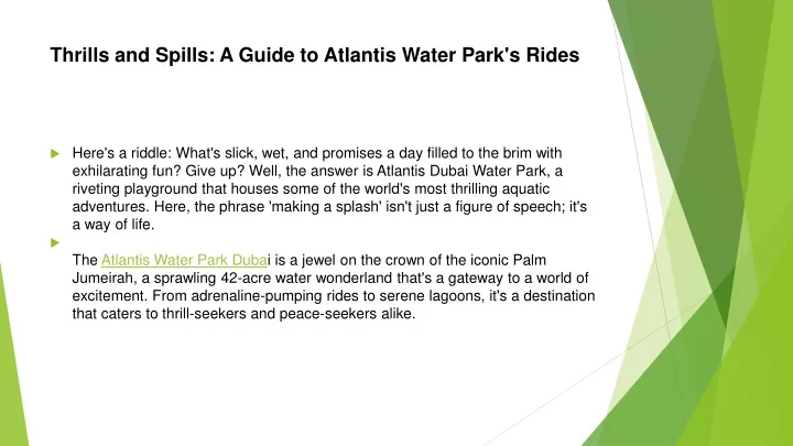 thrills and spills a guide to atlantis water park s rides