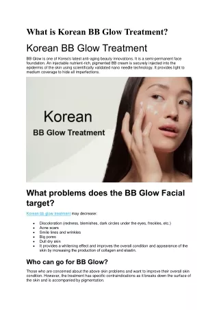 What is Korean BB Glow Treatment